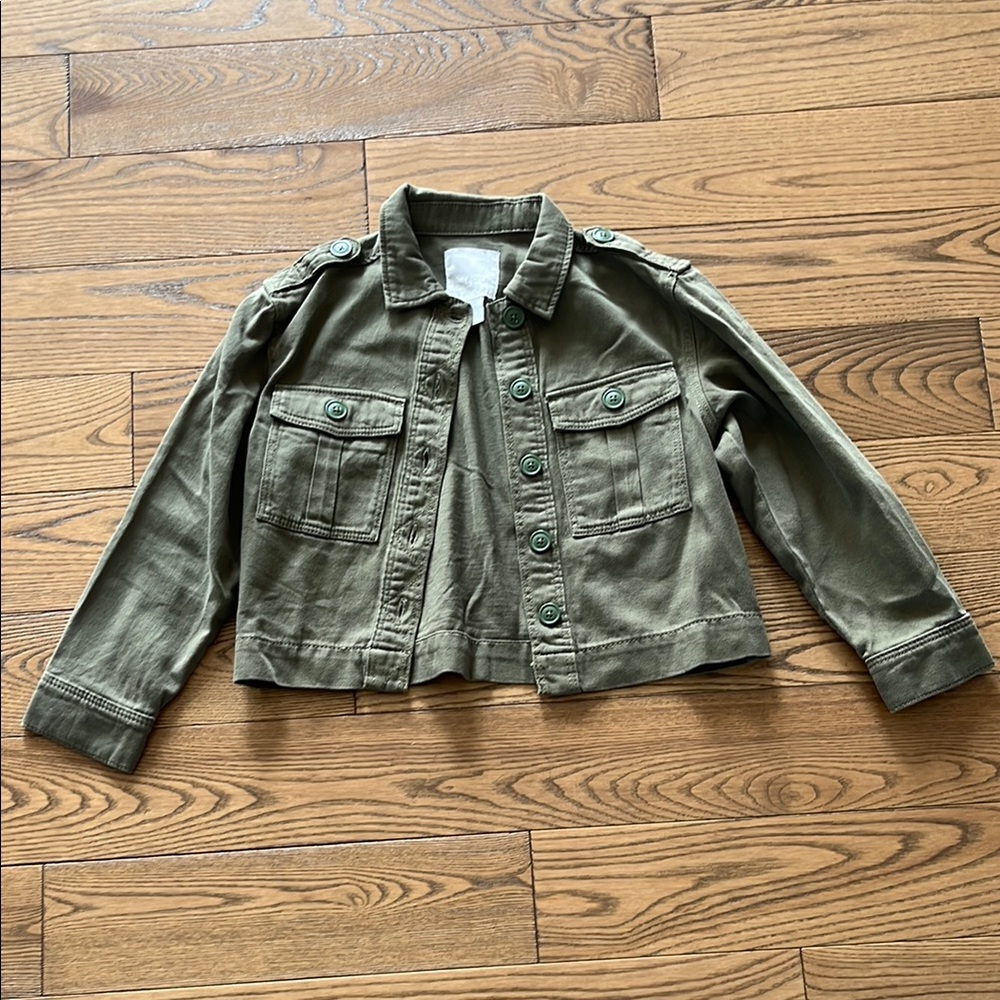 Falls Creek Green Cropped Jean Jacket